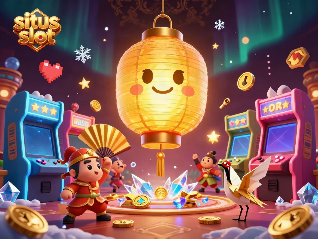 Experience the thrill of situs slot in a vibrant casino night market with unique 3D characters.