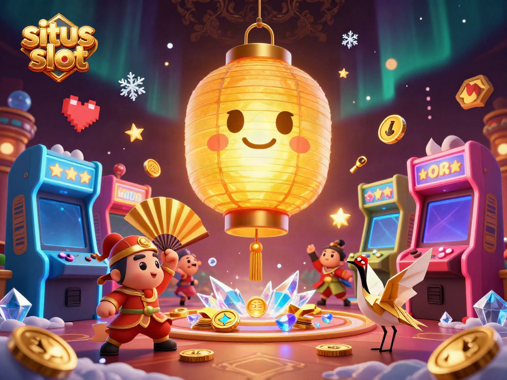 Experience the thrill of situs slot in a vibrant casino night market with unique 3D characters.