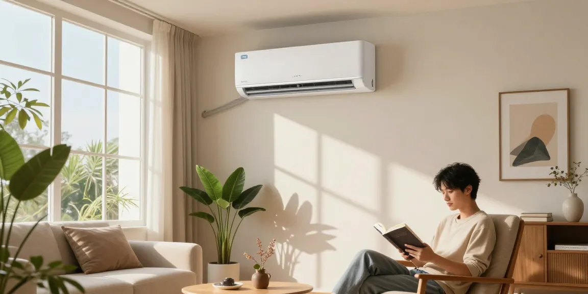 Ductless AC unit in stylish living room with natural light.
